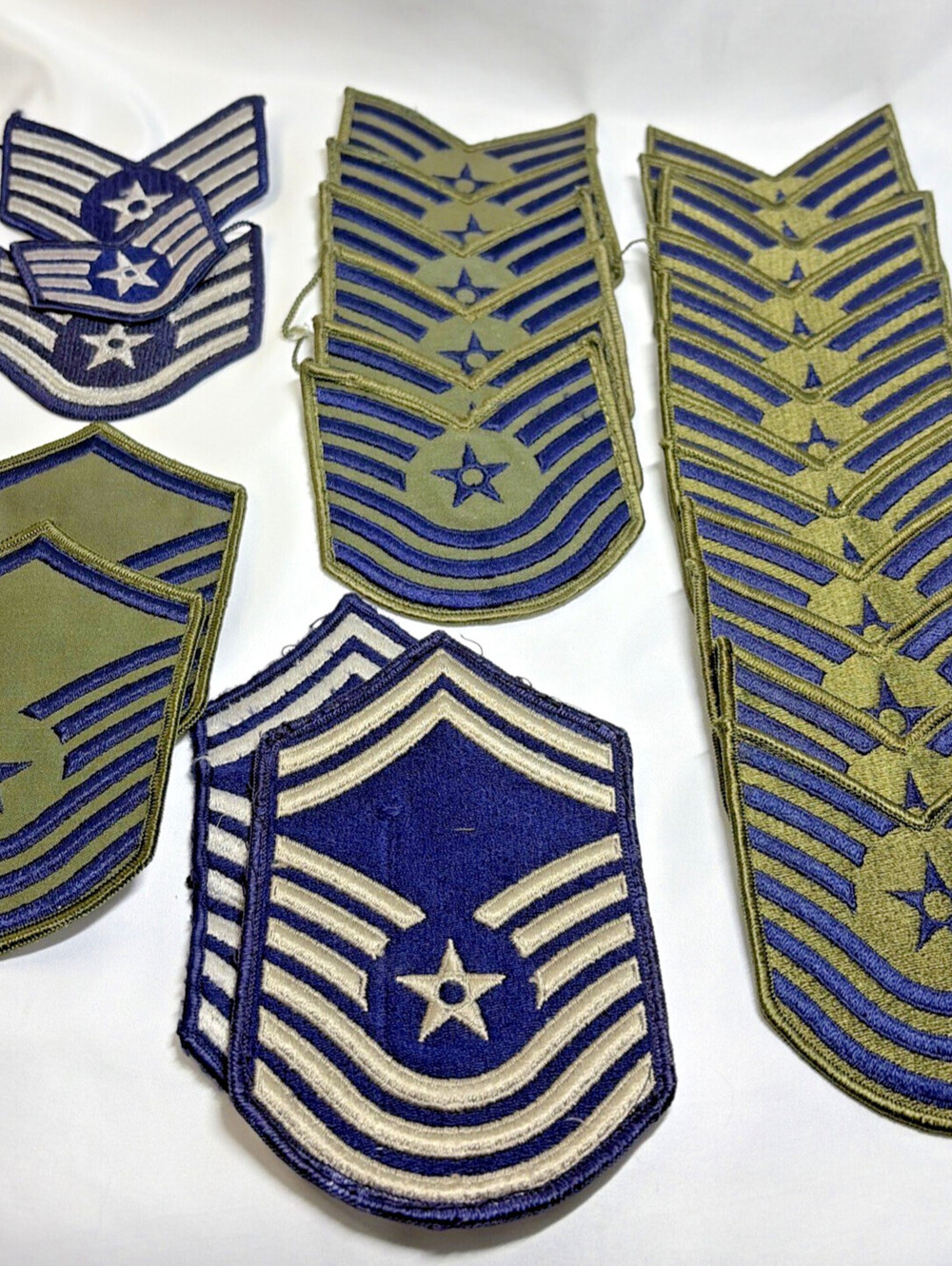 Lot of 25 Vintage Air Force Patches - E-5 SSgt, E-6 TSgt, E-7 MSgt, E-8 SMSgt